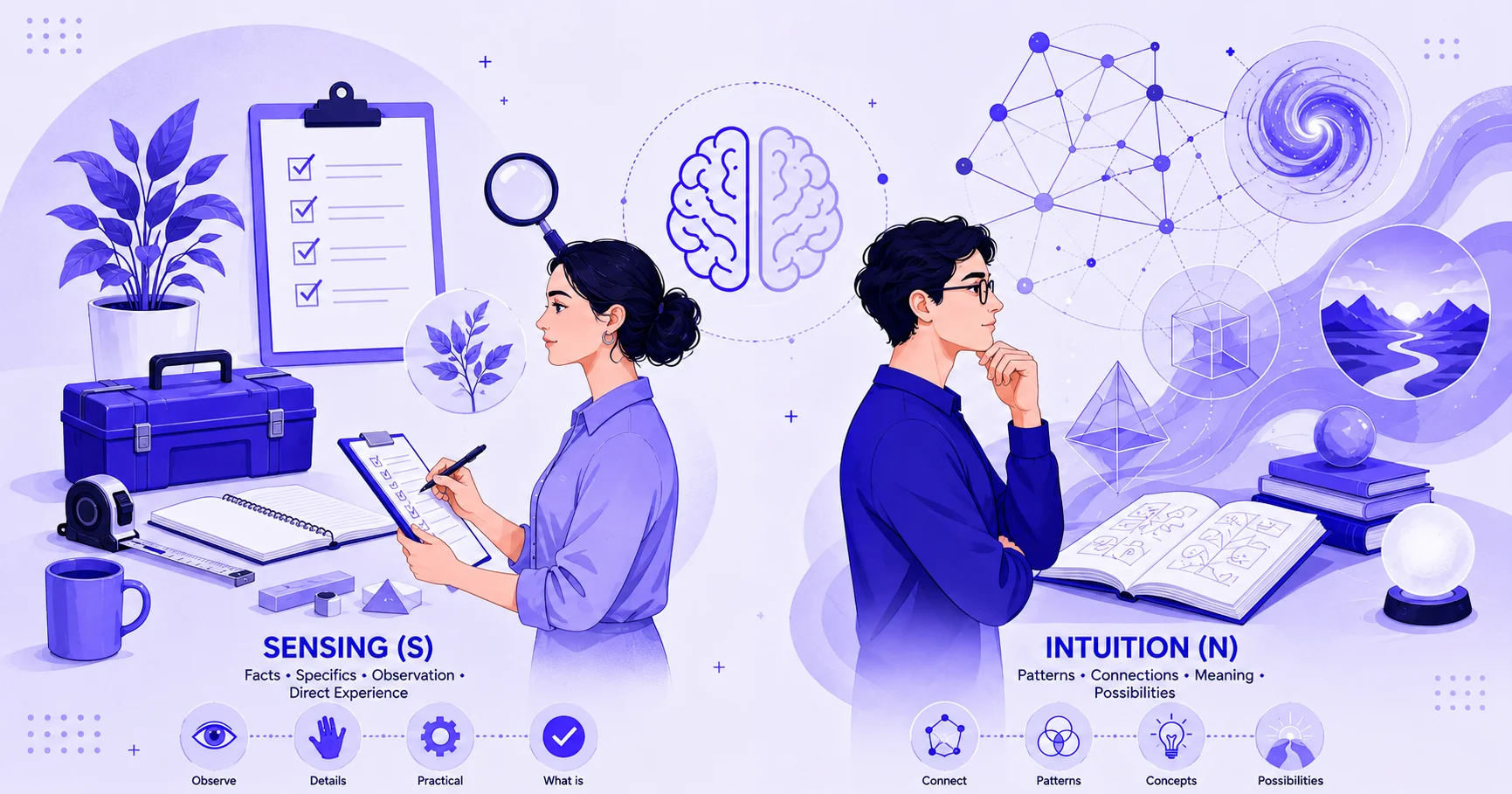 S vs N in MBTI: Sensing and Intuition Explained with Real-Life Examples